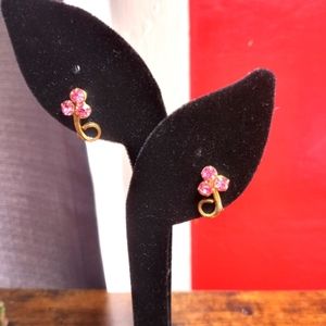 Vintage Pink and Gold Toned Screw Back Earrings